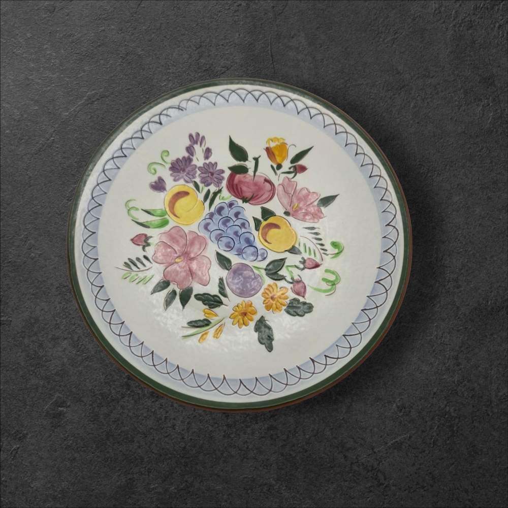 MCM Vintage Stangl Pottery Hand Painted Fruit and Flowers 10" Dinner Plate